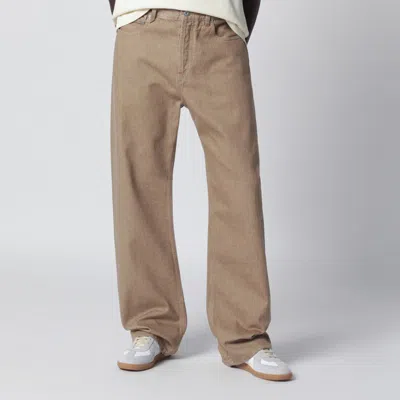 Jacquemus Straight Beige Denim De-nîmes Trousers In Brown