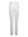 Jacquemus Straight-cut White Trousers With Metal Ring Detail In White