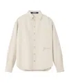 Jacquemus Simon Denim Long Sleeve Embroidered Shirt In White