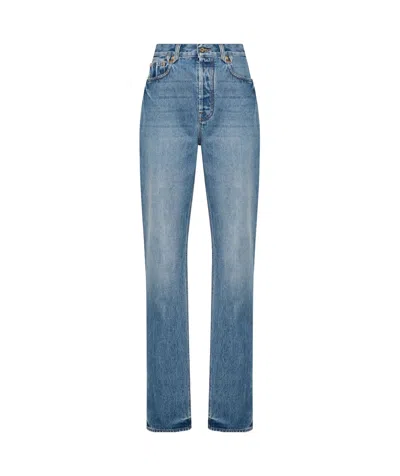 Jacquemus Le Haut De Nimes Distressed High-rise Straight-leg Jeans In Blue