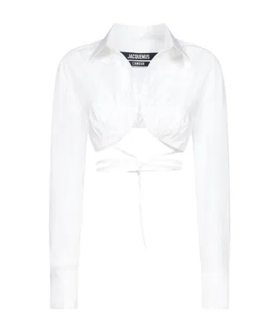 Jacquemus Strap-detail Cropped Shirt In White
