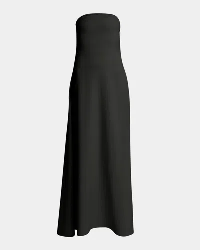 Jacquemus Strapless Bustier Drape Gown In Black