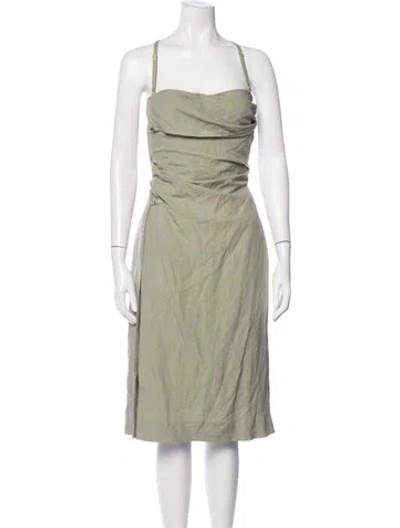 Pre-owned Jacquemus Strapless Midi Length Dress In Green