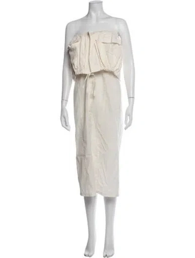 Pre-owned Jacquemus Strapless Midi Length Dress In Neutrals