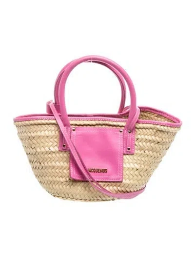 Pre-owned Jacquemus Straw Le Panier Soli Petit In Neutrals/pink