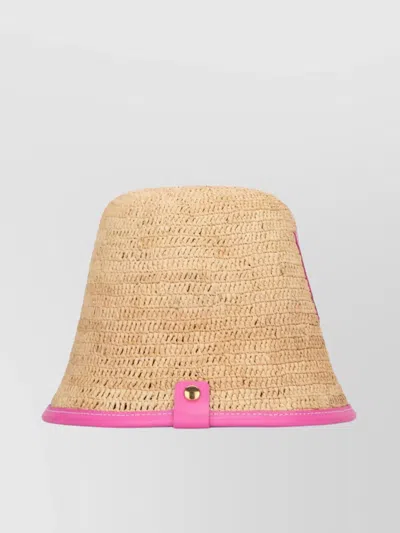 Jacquemus Straw Texture Hat Contrast Trim In Brown