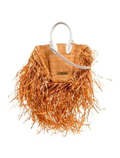 Pre-owned Jacquemus Straw Top Handle Bag In Orange