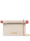 Jacquemus Pochette Small Embellished Leather-trimmed Canvas Clutch In Nude