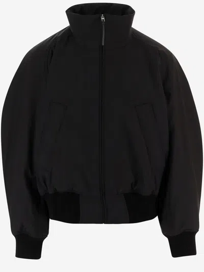 JACQUEMUS STRETCH COTTON BLEND JACKET WITH ZIP AND HIGH COLLAR