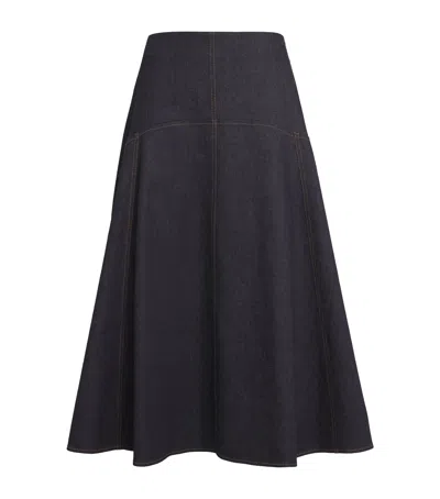 Jacquemus Stretch Cotton-cashmere Denim Skirt In Blue