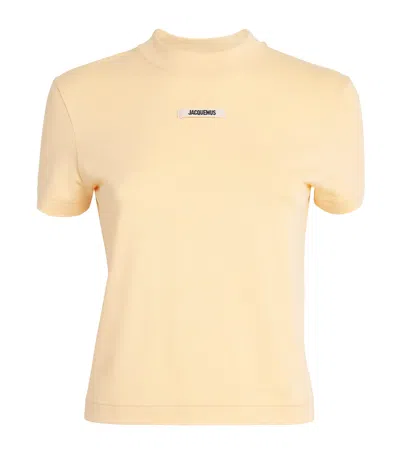 Jacquemus Stretch-cotton Grosgrain Logo T-shirt In Yellow