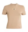 Jacquemus Le T-shirt Logo Embroidered Grosgrain T-shirt In Beige