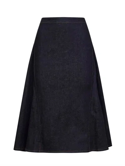 Jacquemus Stretch Indigo Denim Skirt In Blue