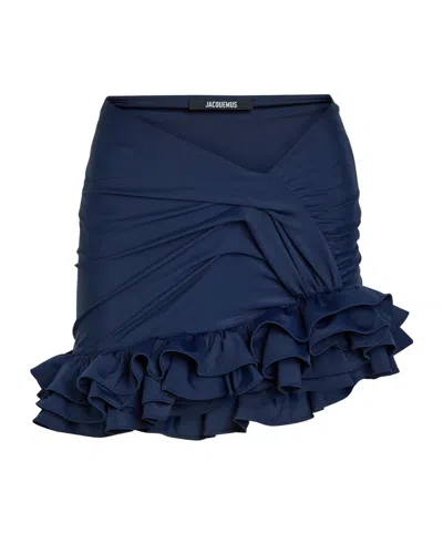 Jacquemus Stretch Midi Skirt In Blue