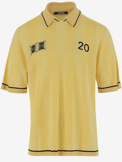 Jacquemus Stretch Viscose Blend Liga Polo Shirt In Light Yellow