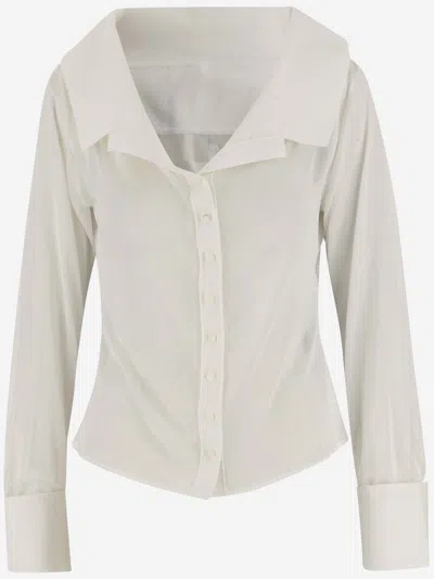 Jacquemus La Chemise Brezza Off-shoulder Shirt In White