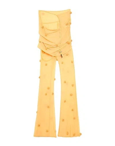 Jacquemus Stretchy Mesh Flared Pants In Yellow