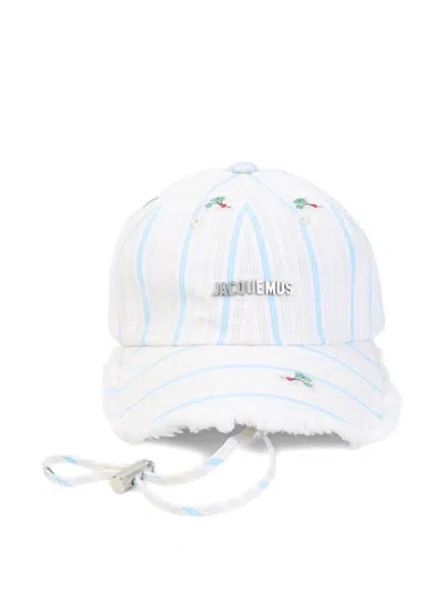 Jacquemus Stripe Embroidery Baseball Cap In White