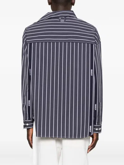 Jacquemus Stripe Logo Shirt In Blue