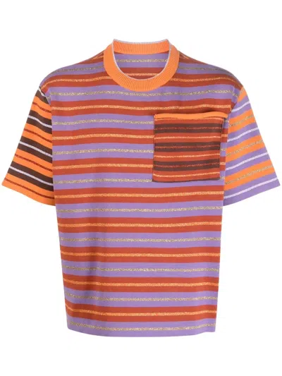 Jacquemus Striped T-shirt In Orange,purple