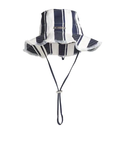 Jacquemus Striped Artichaut Bucket Hat In Blue