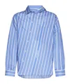 Jacquemus Light-blue Striped La Chemise Cuadro In Silk Blend Man In Blue