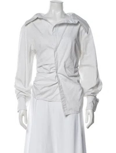 Pre-owned Jacquemus Striped Asymmetrical Blouse In White