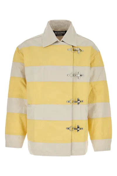 Jacquemus Striped Bomber Vest For Men In Yellow