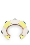 Jacquemus Chunky Gemstone Embellished Bracelet In Offwhiteyellow
