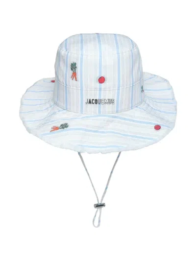 Jacquemus Striped Bucket Hat In Blue
