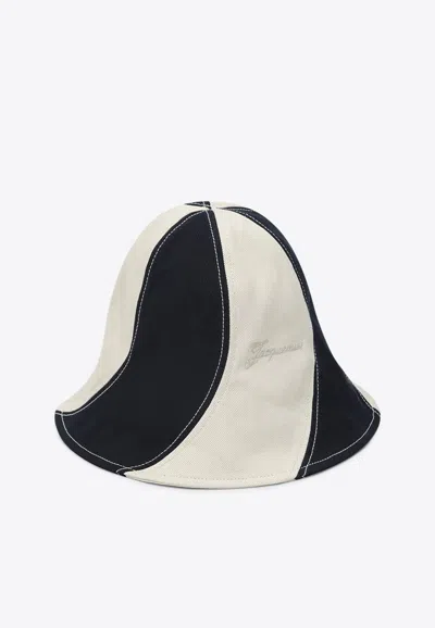 Jacquemus Striped Canvas Bob Hat In Blue