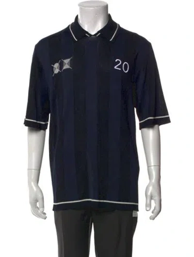 Pre-owned Jacquemus Striped Collar Polo Shirt In Blue
