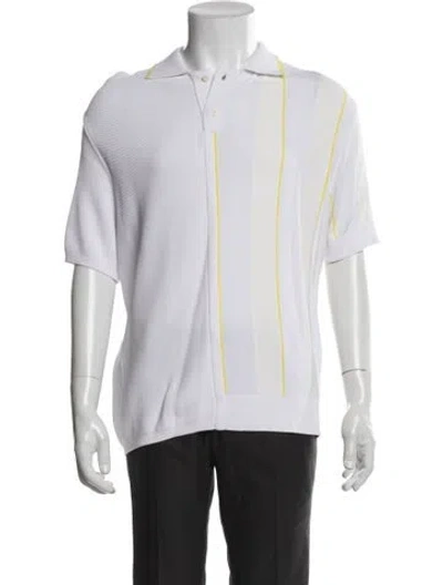 Pre-owned Jacquemus Striped Collar Polo Sweater In White