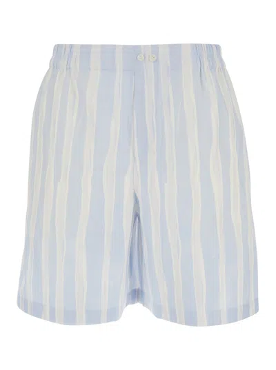 Jacquemus Striped Cotton Relaxed Bermuda Shorts With Elasticated Back Waist And Back Patch Pocket In Multi