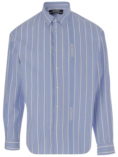 Jacquemus Striped Cotton Shirt In Blue
