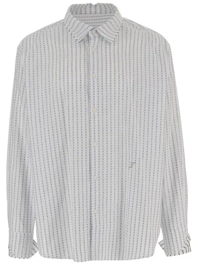 Jacquemus Striped Cotton Shirt With Classic Collar In White