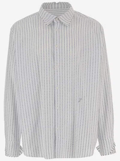 Jacquemus Striped Cotton Shirt With Logo In White