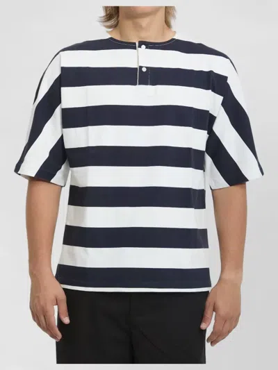 Jacquemus Striped Cotton T Shirt Relaxed Cut In Blue