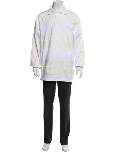 Pre-owned Jacquemus Striped Crew Neck Polo Shirt In White