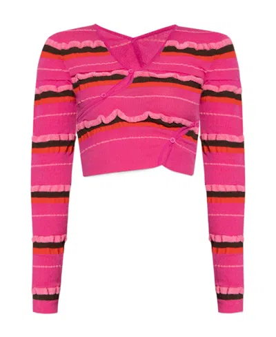 Jacquemus Striped Cropped Top In Pink