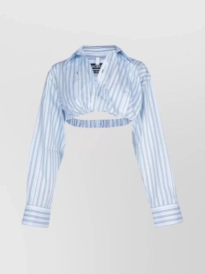 JACQUEMUS STRIPED CUT-OUT CROPPED TOP