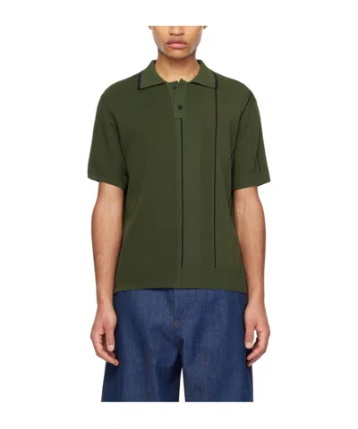 Jacquemus Striped Detail Polo Shirt In Green
