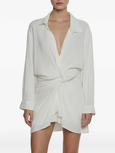 Pre-owned Jacquemus Striped Draped Dress In White