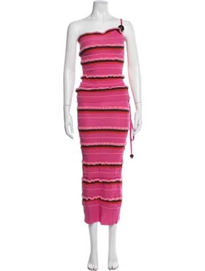 Pre-owned Jacquemus Striped Embroidered Accent Skirt Set In Pink