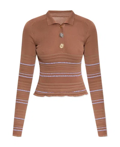 Jacquemus Brown 'le Raphia 'la Maille Aouro' Polo