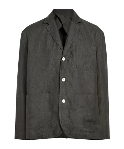 Jacquemus Grey Notched Lapel Blazer In Black