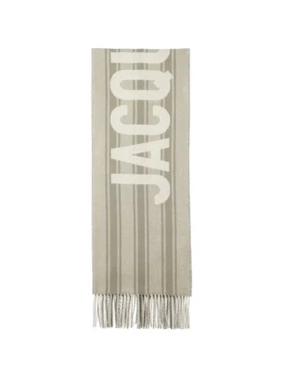 Jacquemus Striped Logo Scarf In Neutral