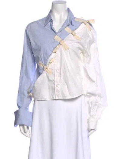Pre-owned Jacquemus Striped Long Sleeve Blouse In Blue