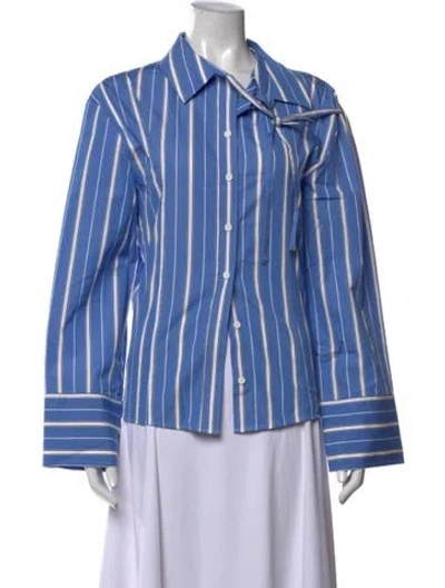 Pre-owned Jacquemus Striped Long Sleeve Button-up Top W/ Tags In Blue
