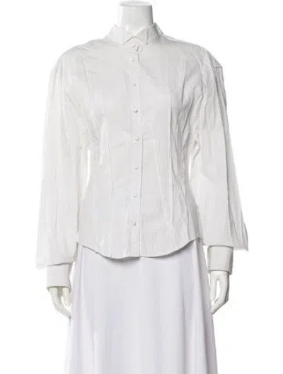 Pre-owned Jacquemus Striped Long Sleeve Button-up Top In White